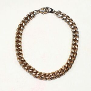 Silver and Gold Two Tone Curb Link Bracelet Unisex
